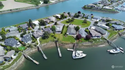 Arial view of dock & home