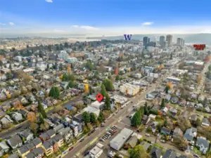 Drone view of how close UW, Target and Trader Joe's is to the home!