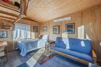 Bunk Room with Bed and Futon AND private woodstove?! Better be careful, your guests may never leave!