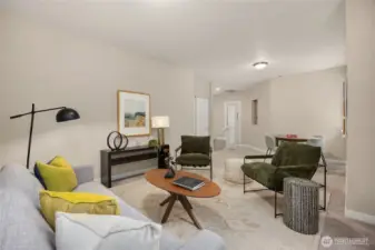 The upper level includes a large bonus space and all of the bedrooms.