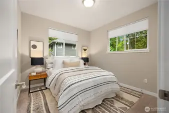 First bedroom on the southwest corner.
