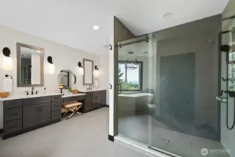 Spectacular oversized walk-in shower.