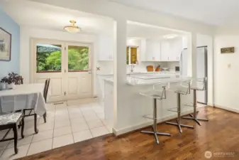 Bright, updated kitchen with breakfast bar