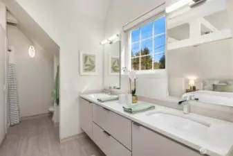 Separate shower in back left of photo