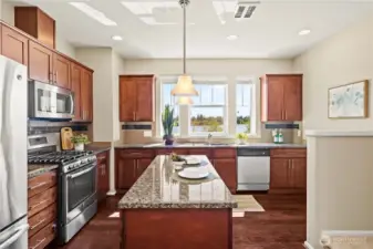Ample kitchen cabinet storage.