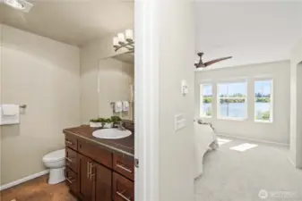 Attached primary 3/4 bathroom.