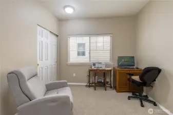 Main floor bedroom (or office) is right next to a full bathroom