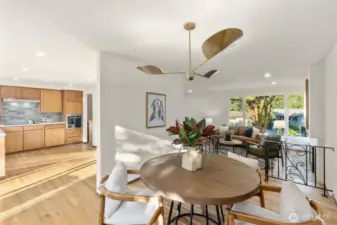 Dining room flows to kitchen