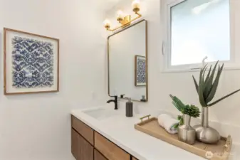 Walnut cabinets, new quartz counters