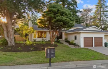 Beautiful landscaped yard with new and mature plantings.