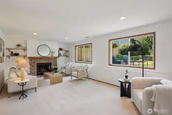 Lower Bonus Living room with Wood Burning Fireplace