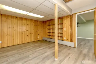 The vinyl planked flooring is new thru out this level. Super easy to care take care of.