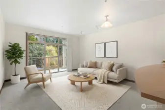 Living area with lots of natural light. Virtually staged