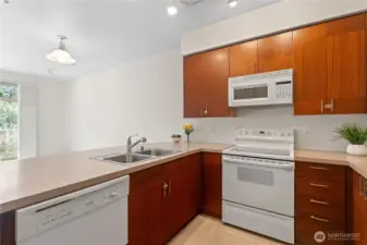 Kitchen is open to living area