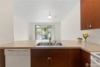 Kitchen, view toward living area