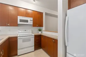 Kitchen, view toward bedroom area