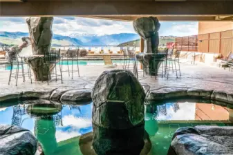 Take in the mountain views while having a soak.