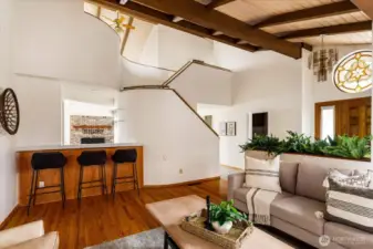 Living room with wet bar