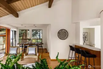 views of dining room and wet bar