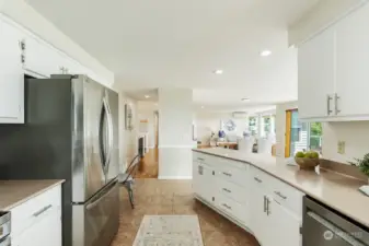 New stainless fridge in the kitchen. Lots of counter space.