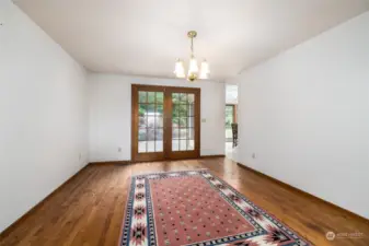 Actual Dining Room with French Doors to back patio