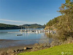 View from yard, just above private beach, looking toward Spencer's Landing Marina