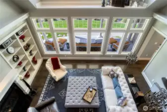 View from the Second Floor to the Open Living Room Below