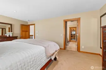 Serene primary suite.