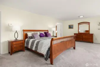 Expansive primary bedroom with en suite bath.