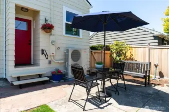 Private patio off back entry, a place for relaxing on sunny, summer days