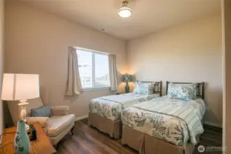 Downstairs you will find a spacious second bedroom.
