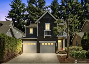 Front exterior photo, 2-car garage with EV charging, freshly painted