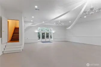 2,000+ SqFt Ballroom looking towards main entrance + upstairs access