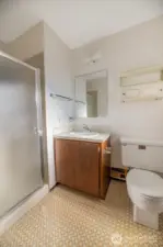 Primary ensuite 3/4 bathroom (whole house recently re-plumbed with new plumbing).
