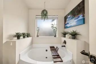 Spa like soaking tub.