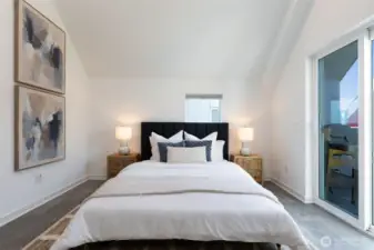 On the third floor you'll find a second primary suite with a walk-in closet, bathroom with a tub, plenty of space for a desk, couch, multi-media setup or romper-room. Private balcony with a storage closet and a fancy grill that stays as a gift from the seller.