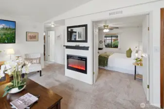 Double doors to guest bedroom/office