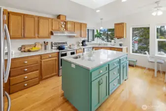 Beautifully remodeled chef-inspired kitchen with large island