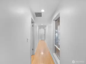 Hall upstairs. Notice the bamboo floors. Freshly painted. (all bedrooms are conveniently located upstairs)