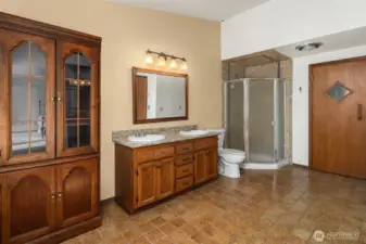 Classic wood work leads to lovely sauna