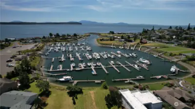 Marina with San Juan Islands in the distance