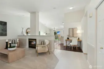 Open concept layout with high ceilings and lots of light.
