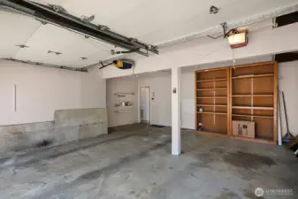 Double car garage with room for cars and storage