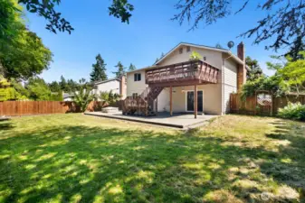 Spacious level yard at rear of home