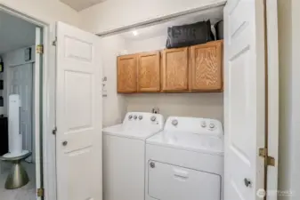 In unit washer/dryer located in the hallway.