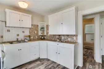 Just off the kitchen is the bedroom and full bath, a smart and convenient use of space.