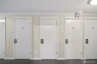 Private storage locker allows you to free up space in your cozy condo