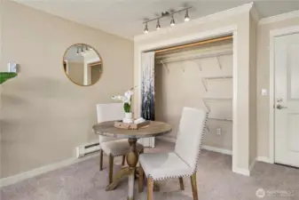 The dining area is complete with additional storage/closet space!