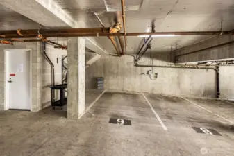 Secure garage parking, plus bike rack, storage, and potential EV charging!