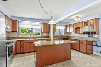 Large open kitchen with lots of light
